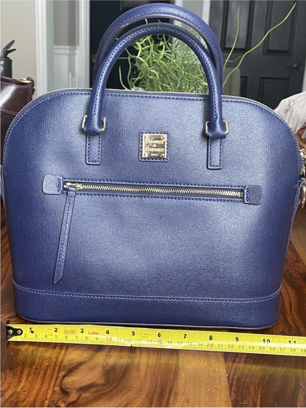 Dooney & Bourke Navy Dome Satchel with Gold Hardware